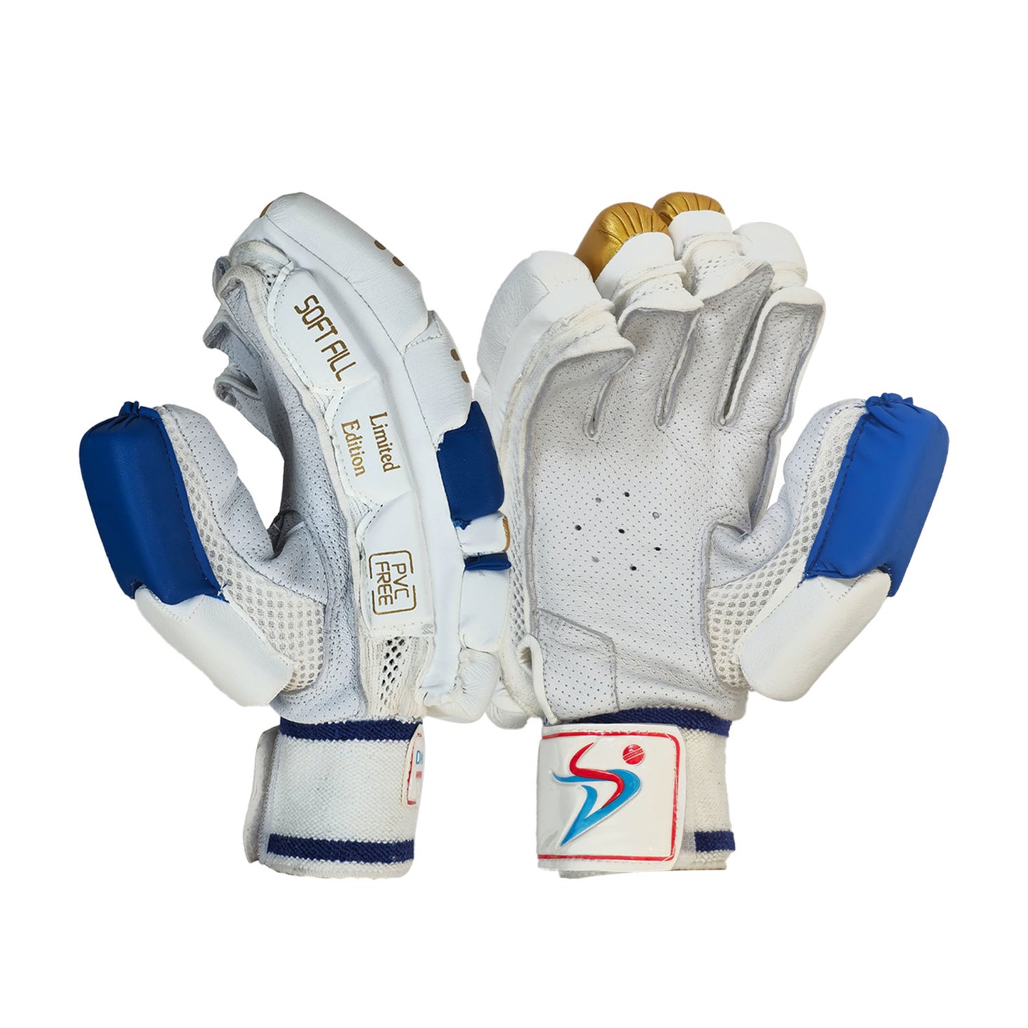 DS 1.0 Blu/Gold Cricket Batting Gloves