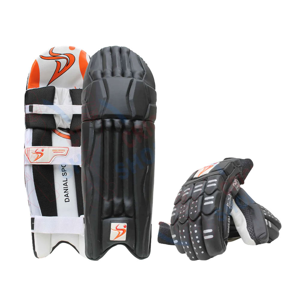 DS Black Cricket Pads & Gloves Set