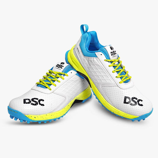 DSC Jaffa 22 Cricket Shoes White-Lemon Yellow