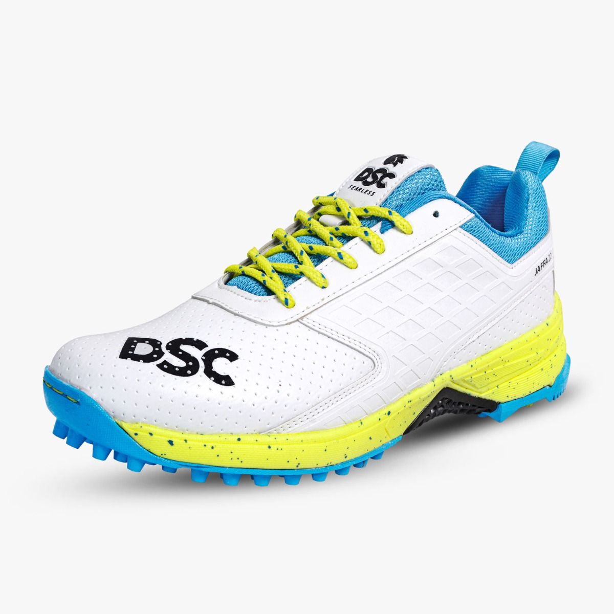 DSC Jaffa 22 Cricket Shoes White-Lemon Yellow