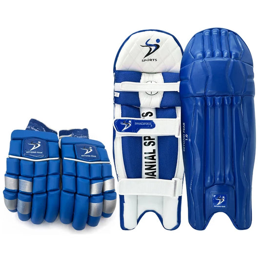 DS Blue Cricket Pads And Gloves Set