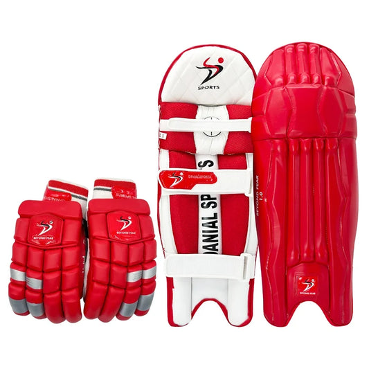 DS Red Cricket Pads And Gloves Set