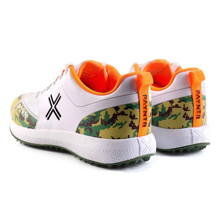 PAYNTR X Rubber Cricket Shoes-Camo/Orange/Black