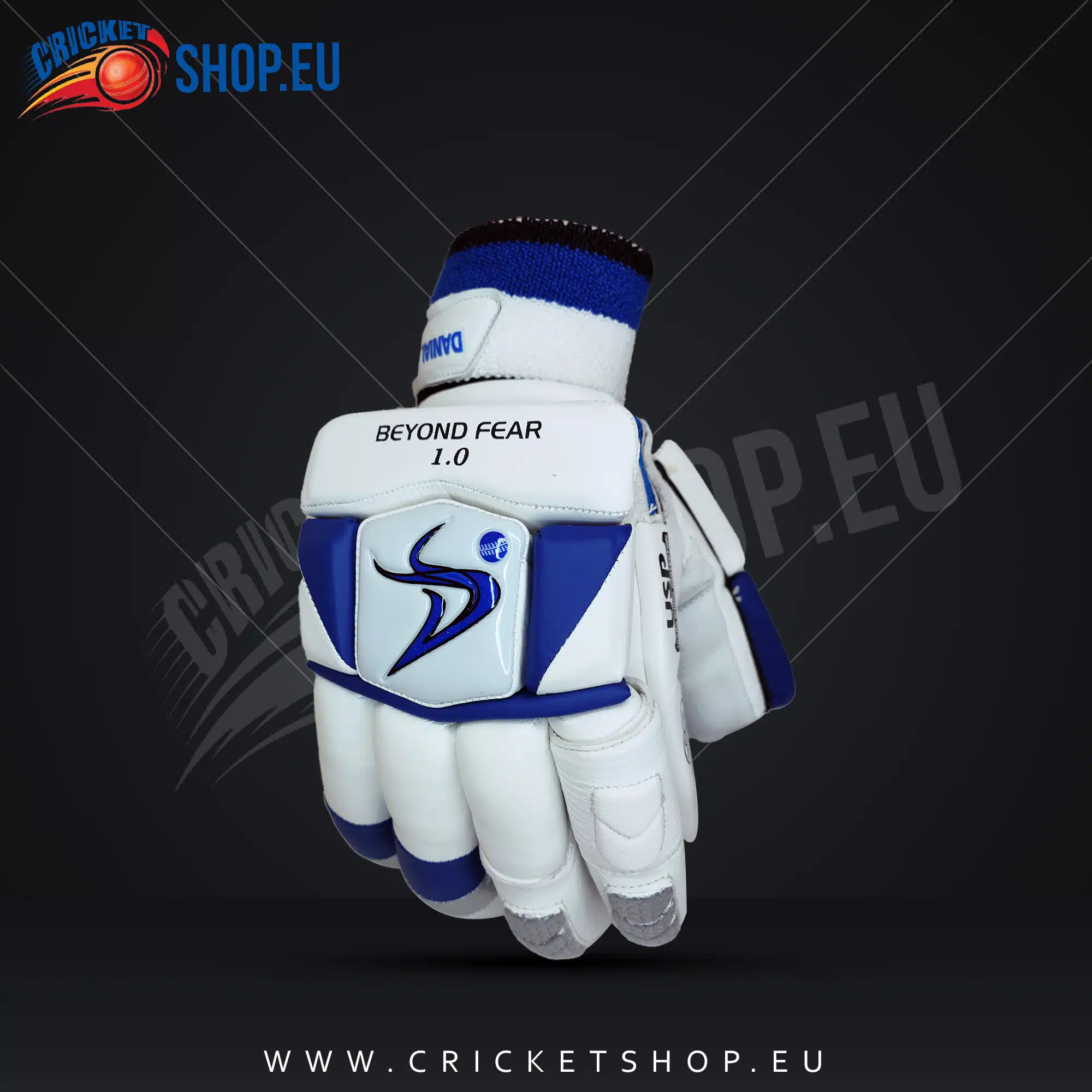2023 DS Sports 1.0 White Blue Batting Gloves-Youth