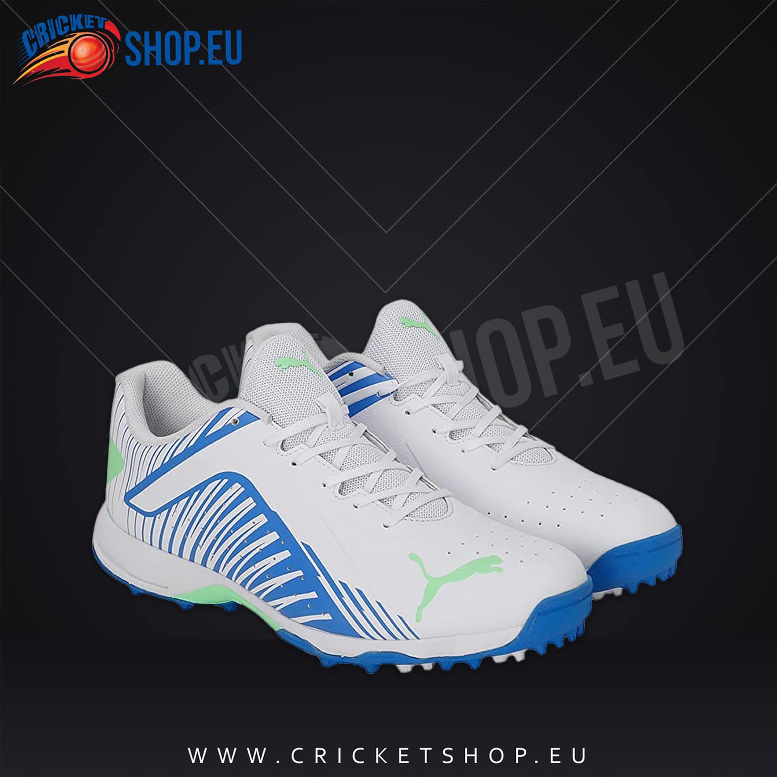Puma 22 FH Rubber Cricket Shoes White-Bluemazing-Neon